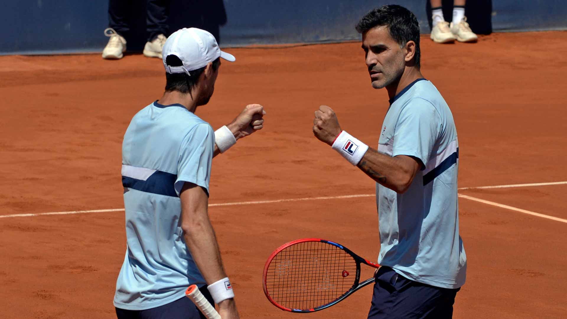 Andres Molteni (left) and Maximo Gonzalez at the Barcelona Open Banc Sabadell.